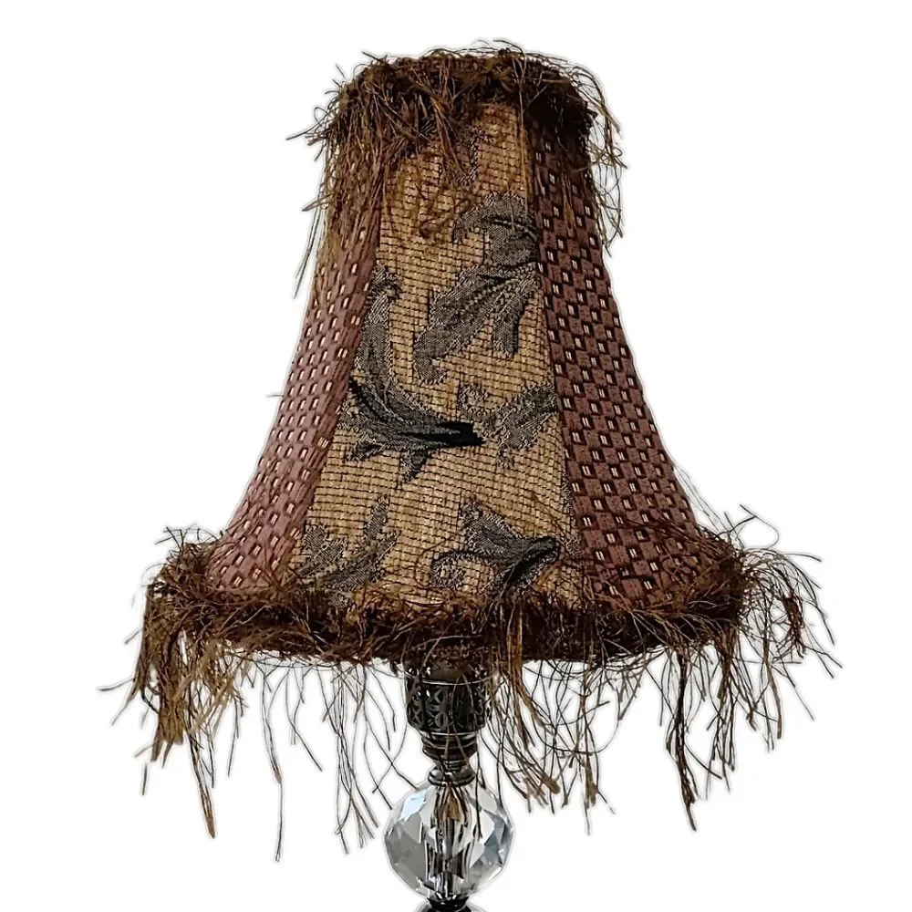 Tapestry Brocade Fringe Lamp Shade Corn Silk Light Clip Bell Shaped Victorian 9